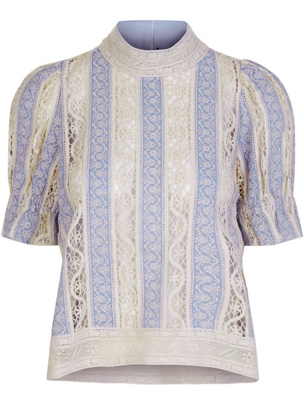 Sea NY Chambray & Ivory Column Crochet Top, $465 size 2